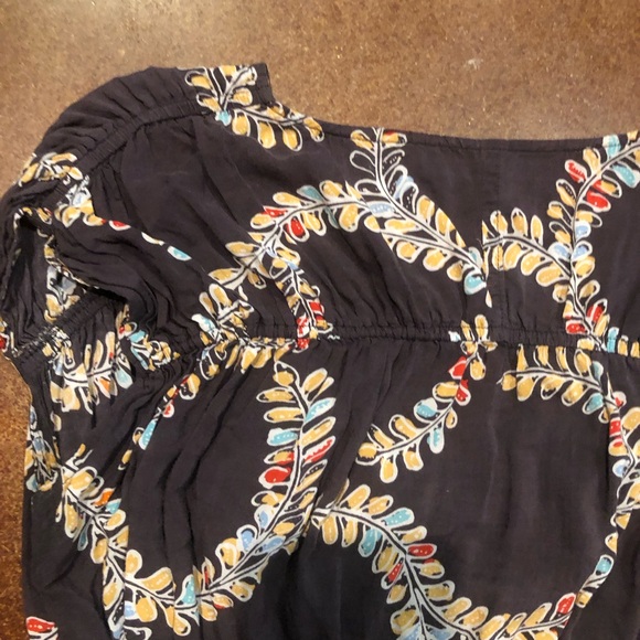 Free People Cap-Sleeve Baby Doll Waist Floral Print Top Sz S - Picture 6 of 12